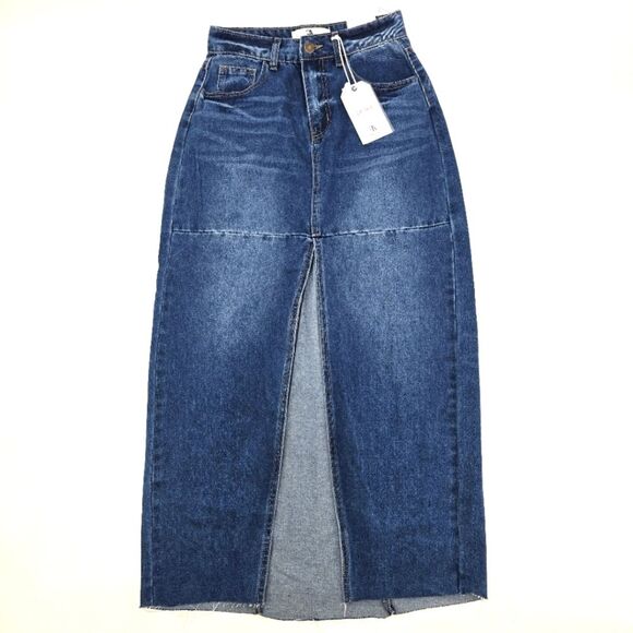 Flying Angel Premium Women's Blue Denim Maxi Skirt Size 26 NWT - Picture 1 of 5